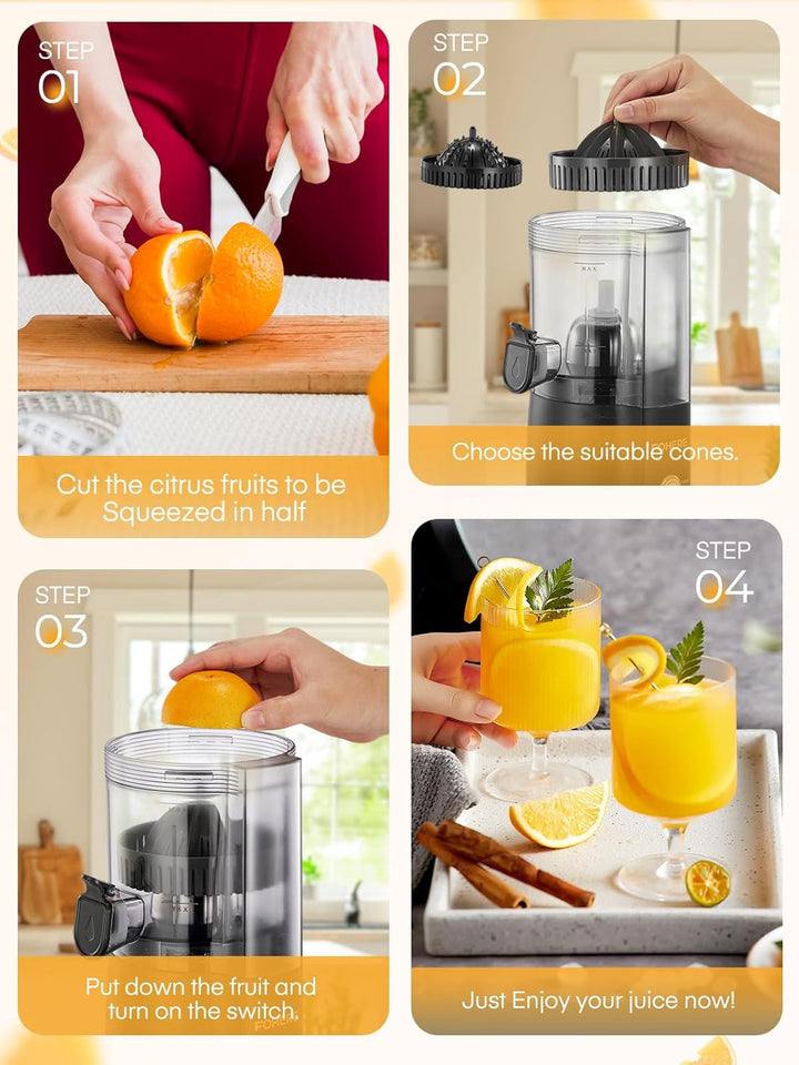 FOHERE Zitruspresse Elektrisch, Automatische Saftpresse Elektrisch Orangenpresse Mit 100 W Leiser Mo