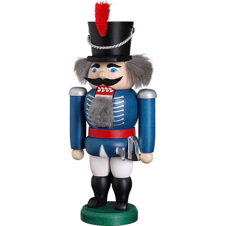 Seiffener Volkskunst Nussknacker Husar 20 cm (blau), Blau