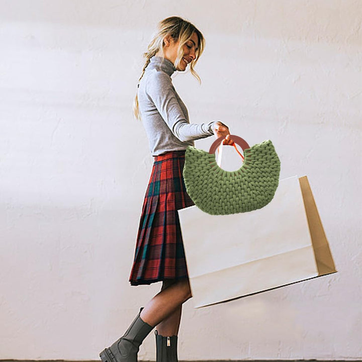 FREEBLOSS Häkeltaschen Set Für Anfänger Häkel Einkaufstasche Mit Holzgriff Häkeltaschen Starter Set