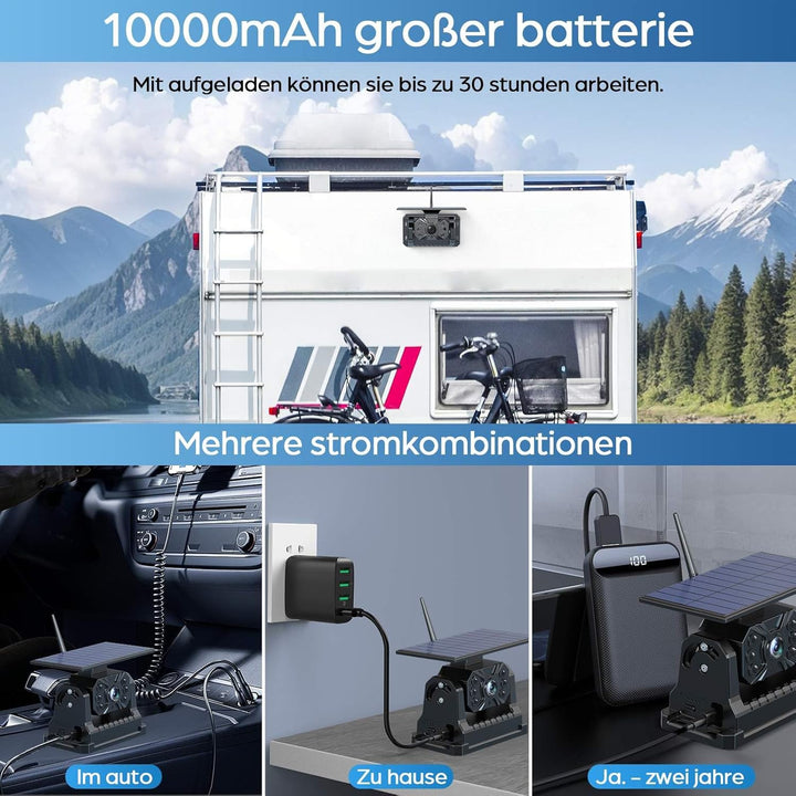 Rückfahrkamera Kabellos Solar Magnetische Rückfahrkameras Funk mit 10000mAh Akku, 7" Drahtlose Rückf