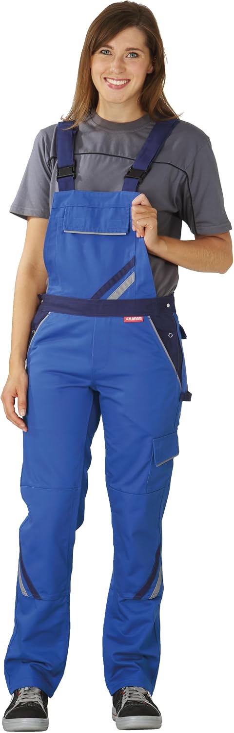 Planam Highline Damen Latzhose, viele Farben, alle Grössen, Kornblau/Marine/Zink