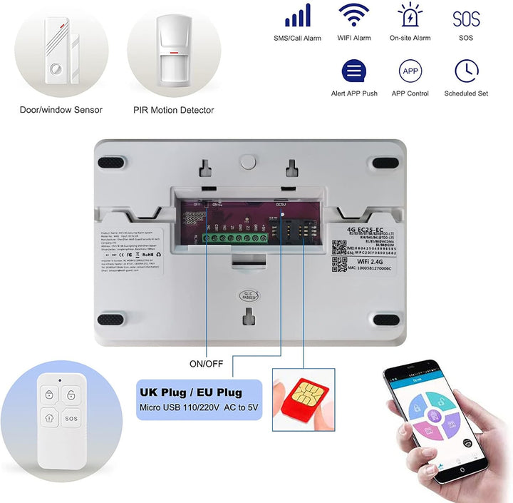 Wolf Guard W4Q-W03 WiFi + 4G Wireless Home Einbrecher Alarmanlage Kit Tuya Smartlife APP, mit Sirene