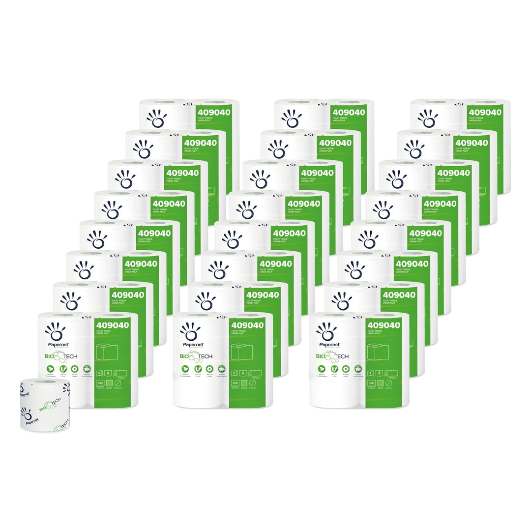Papernet Bio Tech - Toilettenpapier (409040), 24 4er-Packungen reiner Papierrollen, Länge je 27,5 m,