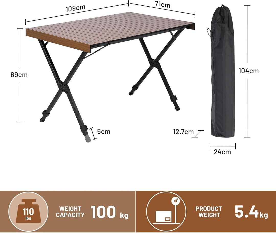 TIMBER RIDGE Campingtisch Klappbar Höhenverstellbar Klapptisch Camping Falttisch Tragbar Aluminium m