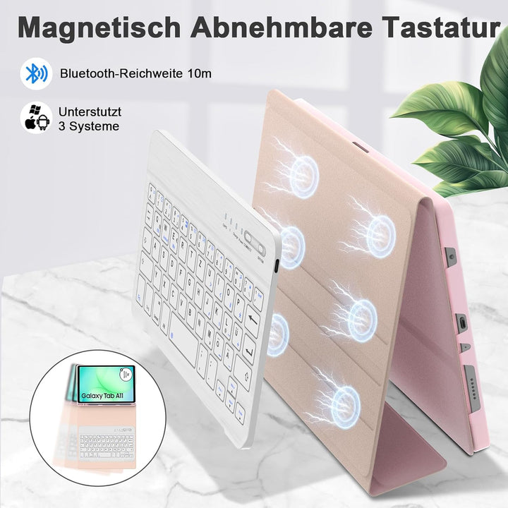 IVEOPPE Hülle mit Tastatur für Samsung Galaxy Tab A11 8.7 Zoll, Deutsches QWERTZ Keyboard, Magnetisc