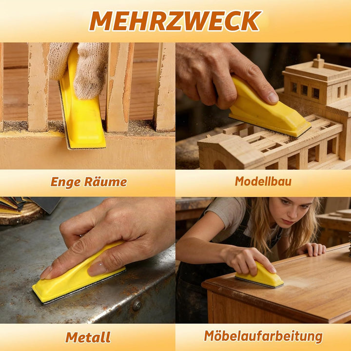 180 Stück Schleifpapier Set für Mini-Detailschleifer, Schleifblock mit Körnung 80-1000 für Holz, eng