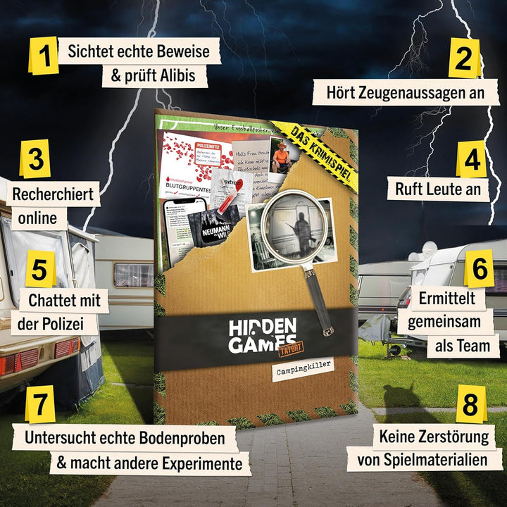 Hidden Games Tatort - Campingkiller - Deutsch - Realistisches Krimispiel, spannendes Detektivspiel,