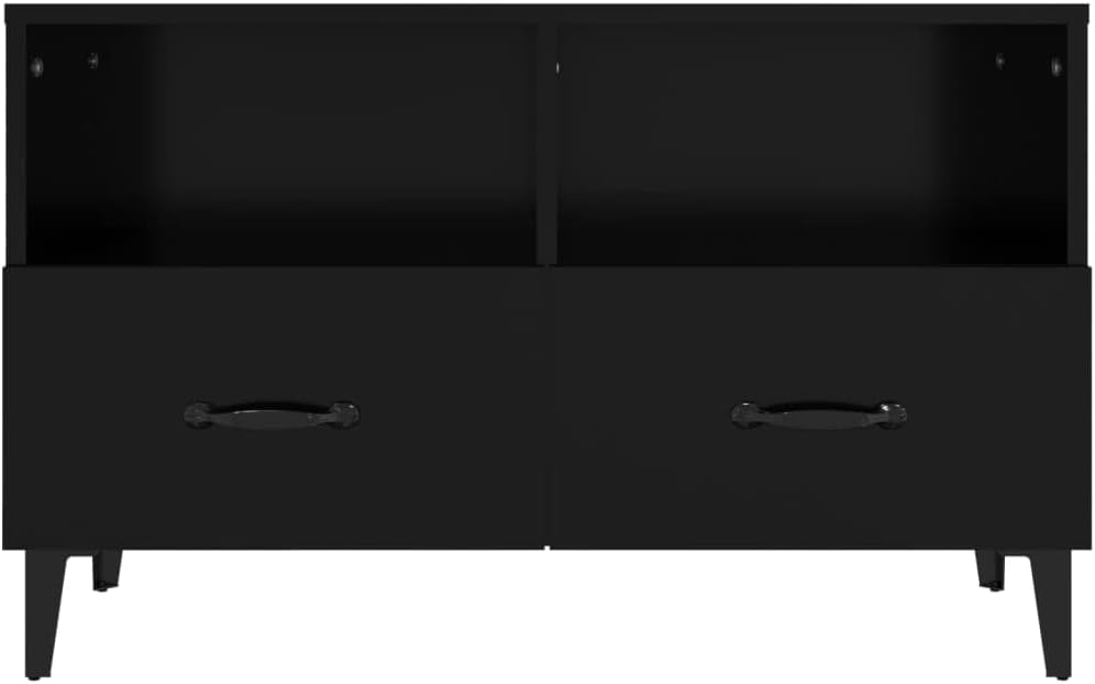 homiuse TV-Schrank TV Lowboard Schwarz 80x36x50 cm Holzwerkstoff TV Tisch TV Board Fernsehschrank Fe