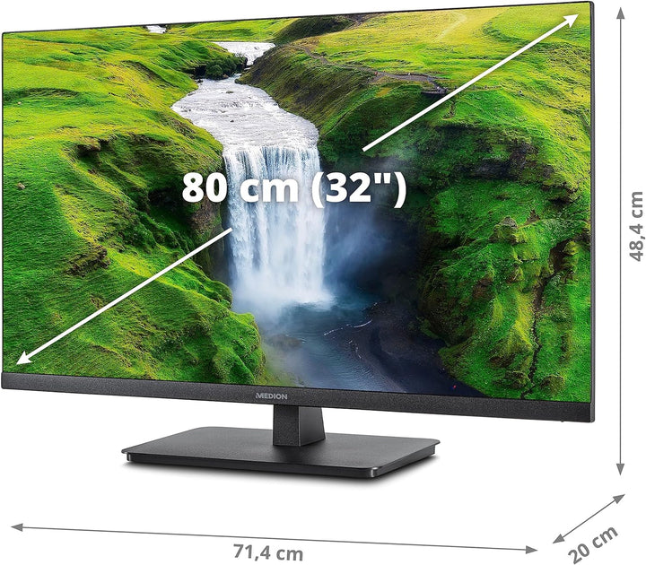 MEDION P53205 (MD 22011) 80 cm (32 Zoll) QHD Monitor (Adaptive Sync, HDMI, DisplayPort, schlankes Ge