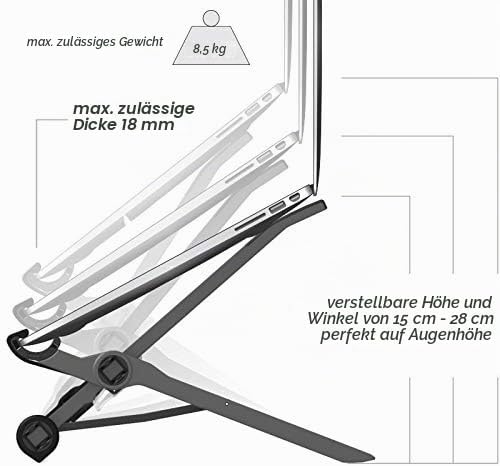 Tronature Universal Laptop Ständer höhen-verstellbar - Faltbarer Laptop Stand für 13, 15, 17 Zoll -