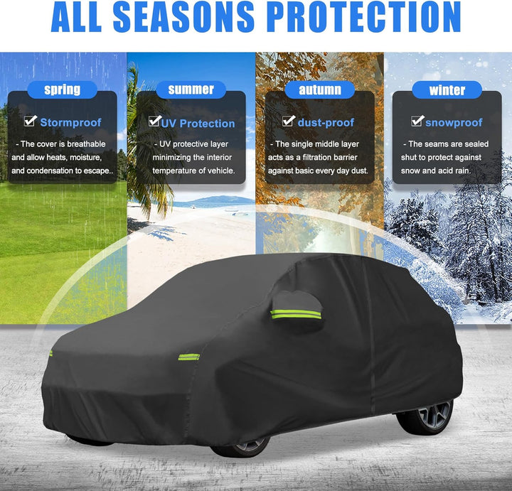 QUARKZMAN wasserdichte Autoabdeckung Outdoor Vollgarage für FIAT 500X 2015-2023