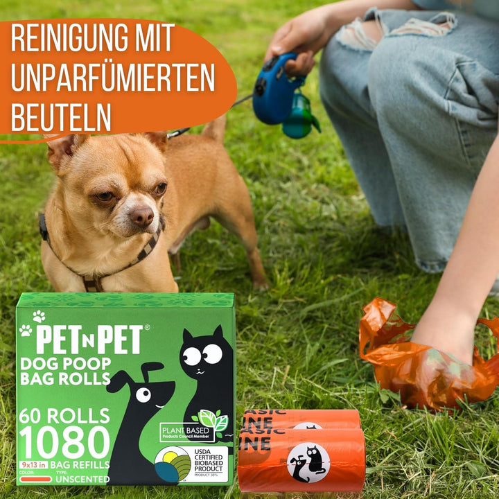 PET N PET Hundekotbeutel und Abfallbeutel USDA-zertifiziert 38% biobasierte Kotbeutel für Hunde 1080