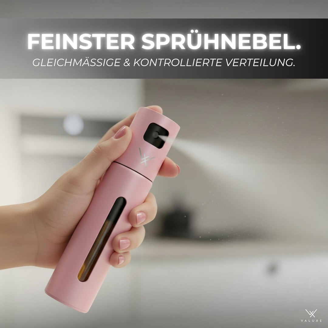 VALUXE® Ölsprüher für Speiseöl & Essig mit UV-Edelstahlmantel & Sprühfilter - Edelstahl Öl-Sprühflas