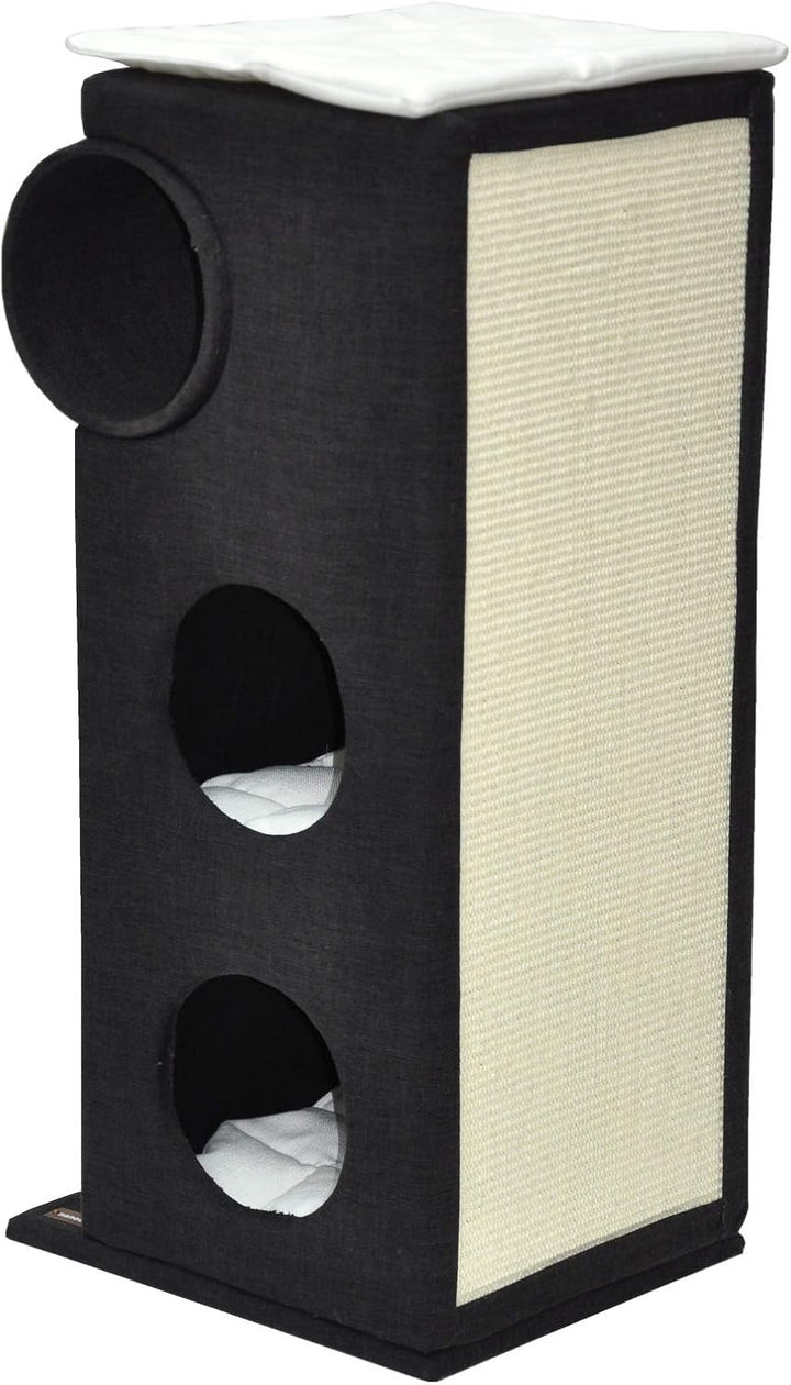 nanook Katzen Kratztonne Kratzbaum Kratzmöbel Sisaltonne - schwarz - mit XXL Kratzbrett und Kratzsta