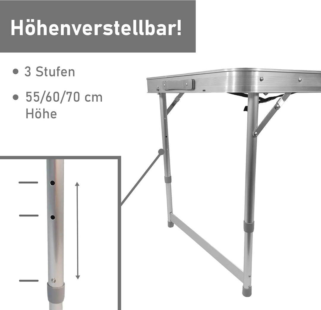 Lemodo Campingtisch mit Stühlen, Klapptisch Set 5-teilig, Campingmöbel klappbar, Esstisch höhenverst