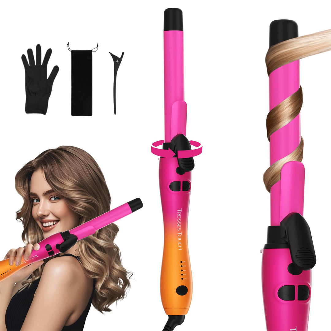 Lockenstab Automatisch Hair Curler with Klemme, Rotierend Curling Iron 1 Inch mit Tourmalin Keramik,