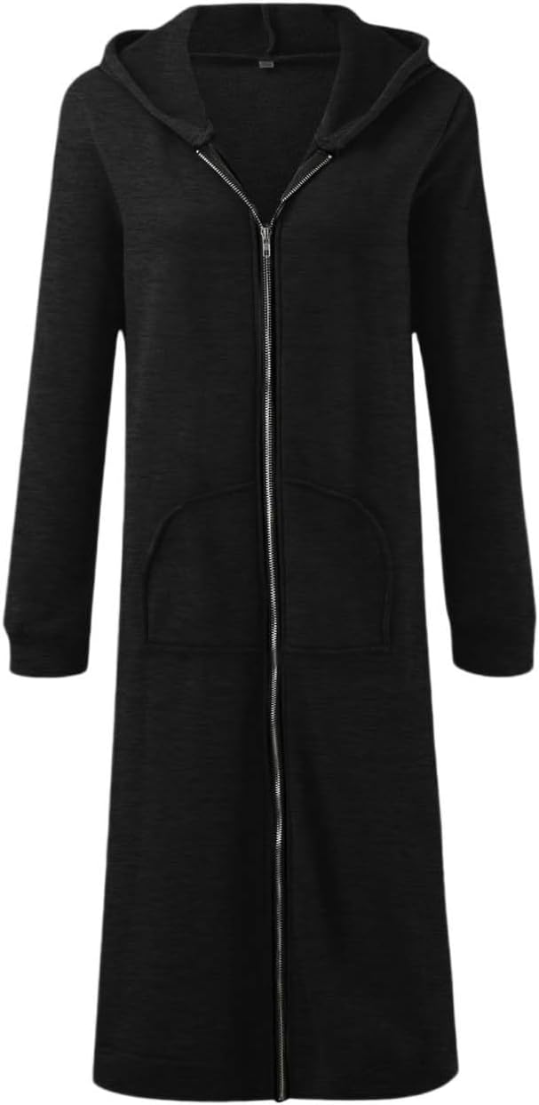 Hoodie Jacke Mädchen mit Reissverschluss Lang Kapuzenpullover Strickjacke Einfarbig Locker Sportjack