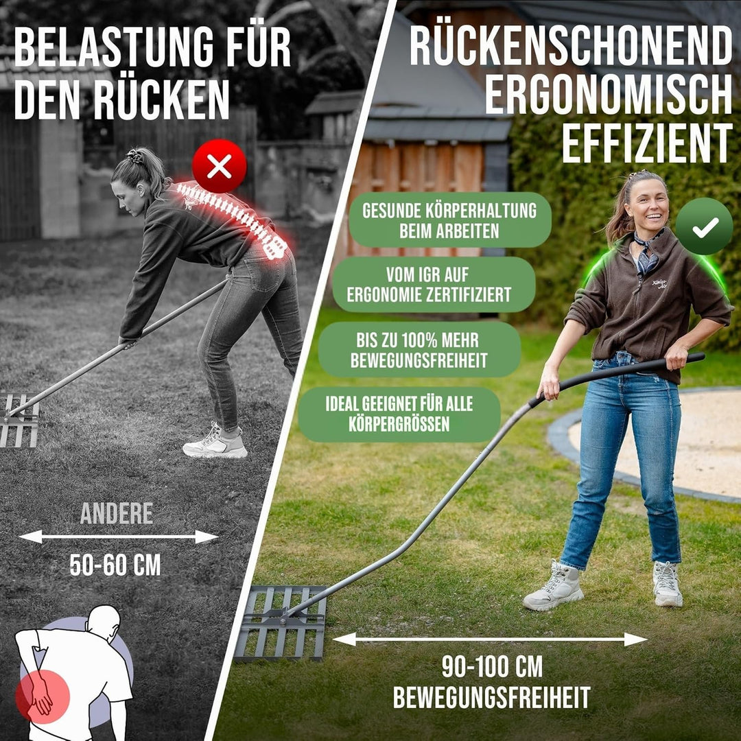 Rasenrakel [Ergonomisch] mit Klicksystem | 80x30cm | für perfekt Ebene Rasenflächen | Rakel für Rase