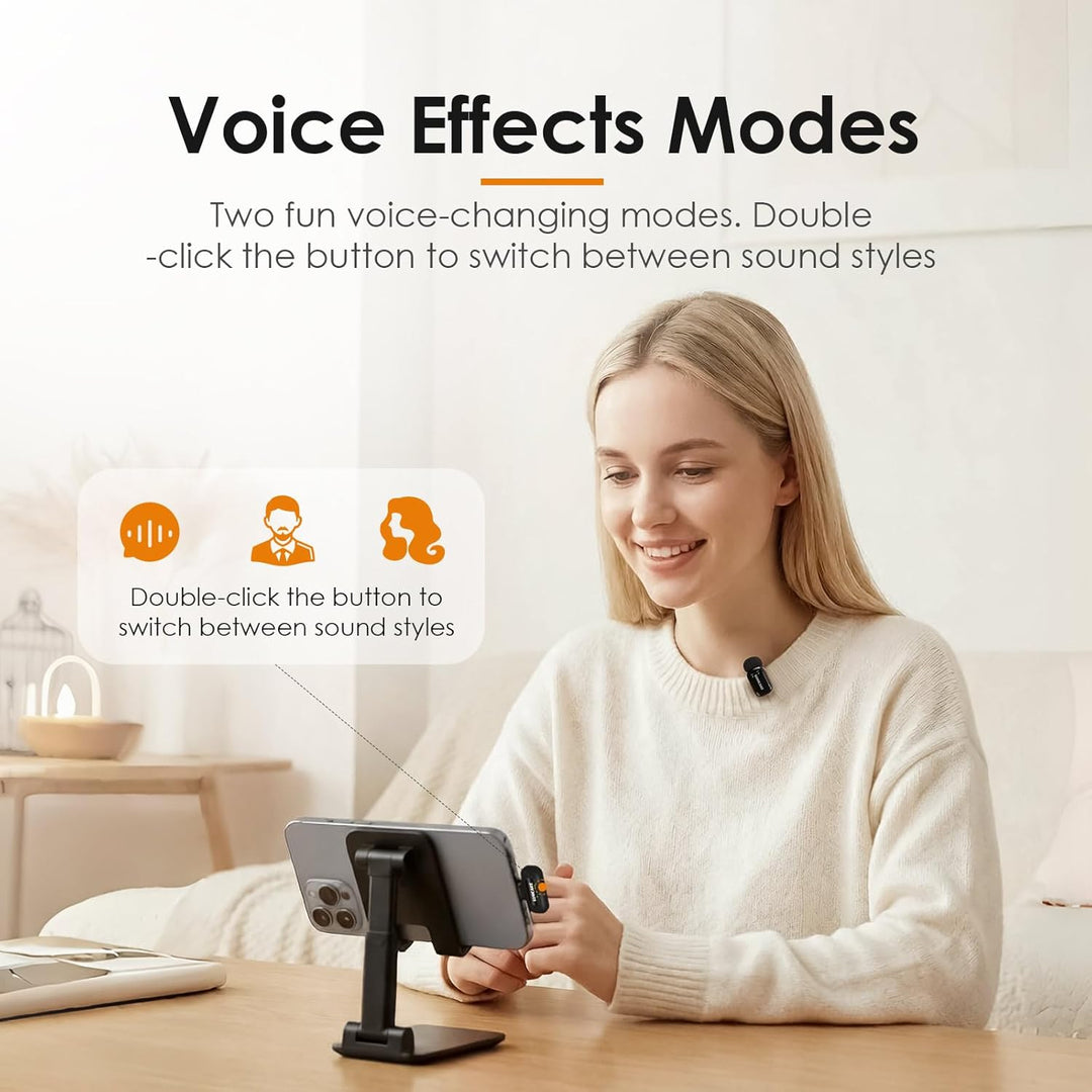 SONICAKE Mini Wireless Mikrofon, 2,4 GHz Dreistufige Geräuschunterdrückung | Kompatibel mit iPhone/A