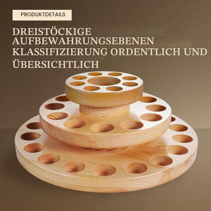 RoseFlower 3 Etage Luxus Holz Ätherisches Öl Organisator Behälter Duftöle Display Ständer, 39 Löcher