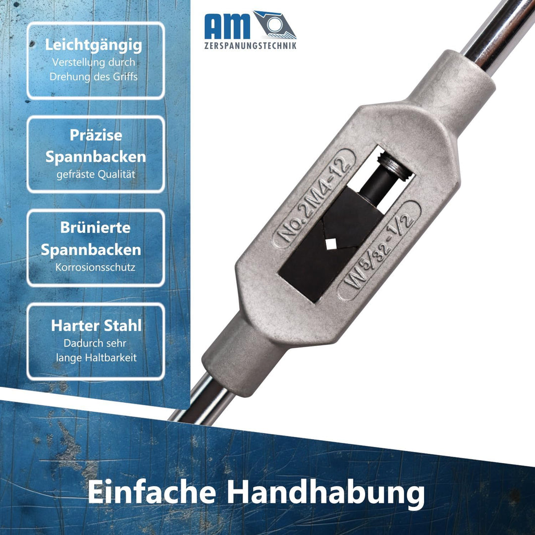 Windeisen | verstellbares PRO Windeisen für Gewindebohrer | Auswahl verschiedener Halter, verstellba