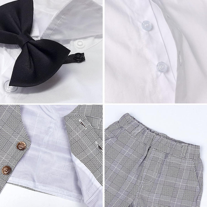 mintgreen Baby Anzug Junge, 3 Stück Gestreift Outfit Hochzeit Gentleman Kleiderset Lange Ärmel Hemd