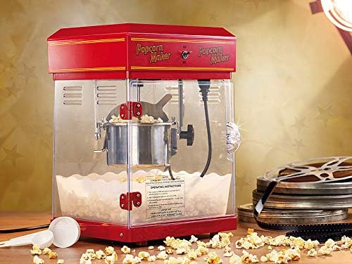 Rosenstein & Söhne Profi Popcornmaschine: Profi-Popcorn-Maschine"Cinema" mit Rollwagen im Retro-Desi