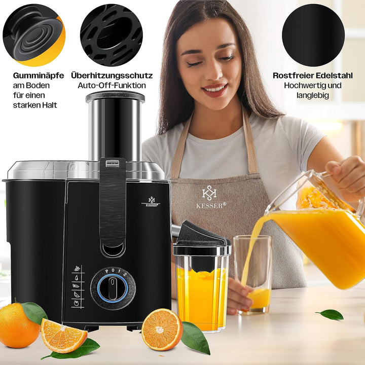 KESSER® Entsafter für Obst und Gemüse aus Edelstahl 1100W grosse 85 mm Einfüllöffnung inkl. Reinigun