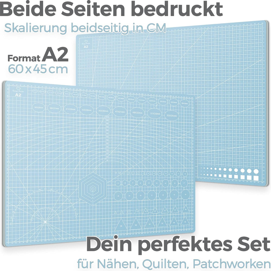 Honey's Heaven 45 mm Rollschneider Stoffschneider Set inkl. Schneideunterlage, Ersatzklingen, Stoffk