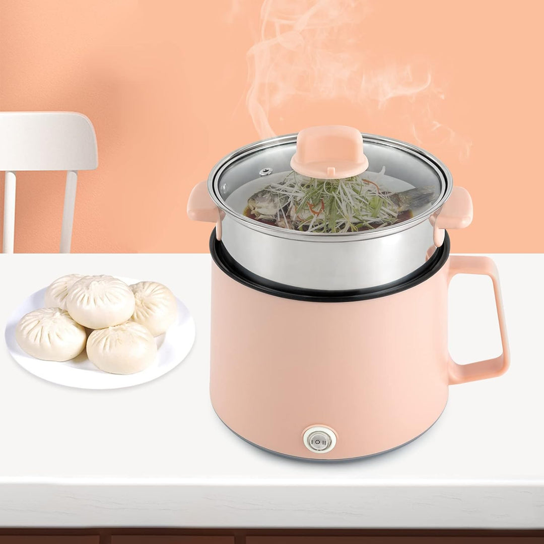 Elektrischer Hot Pot, 1.7L Elektro Kochtopf Portable Non-Stick Electric Hot Pot Multifunktional Trag