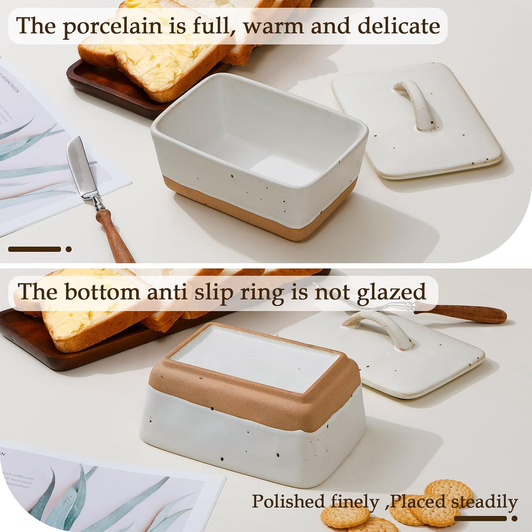 NUTRIUPS Butterdose Keramik mit Deckel, Vintage europäische Butterglocke mit Deckel, abgedeckte Butt