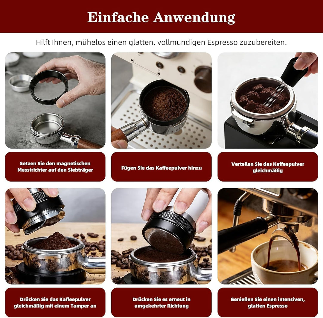 Siebträger Zubehör, 51mm Barista Zubehör, WDT Tool, 51mm Tamper Set & Kaffeeverteiler Mit Leveler, D