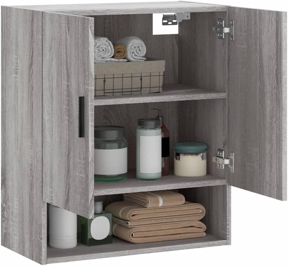 prissent Wandschrank Grau Sonoma 60x31x70 cm Holzwerkstoff Hängeschrank Badschrank Langlebiges Mater