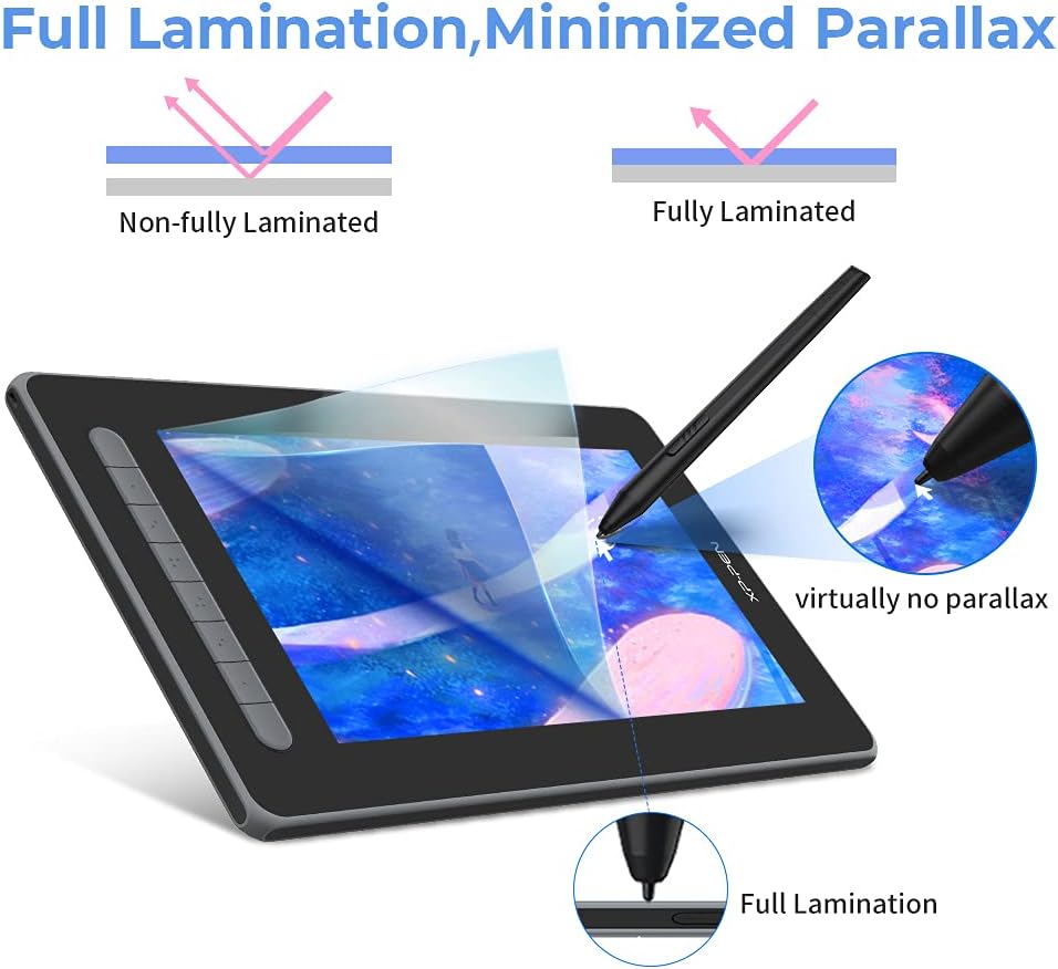 XP-PEN Artist 12 2. Generation Grafiktablett mit Display 11,9 Zoll 127% sRGB Farbraum mit X3 Smart-C