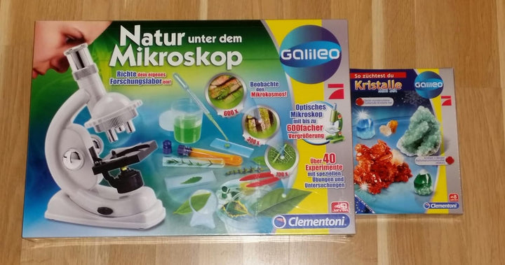 Clementoni 69804 Natur unter dem Mikroskop, Galileo Experimentierkasten + Kristalle selbst züchten M