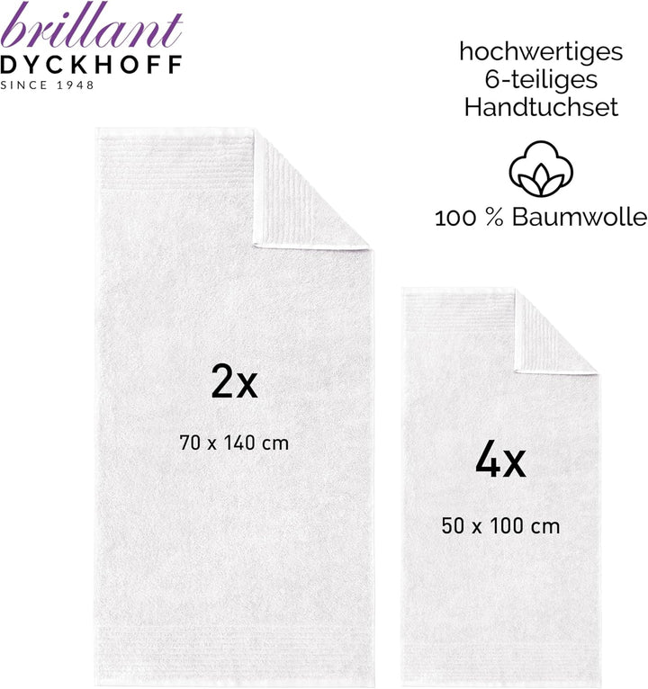 Dyckhoff 0410996005 Handtuchset "Brillant", 2 Badetücher / Duschtücher 70 x 140 cm und 4 Handtücher