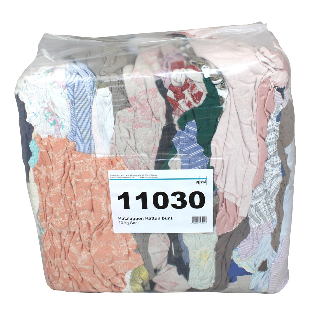 Kattun-Putzlappen dunkelbunt | Poliertrikot | 10 kg Sack | besonders saugfähig | fusselarm |gewasche