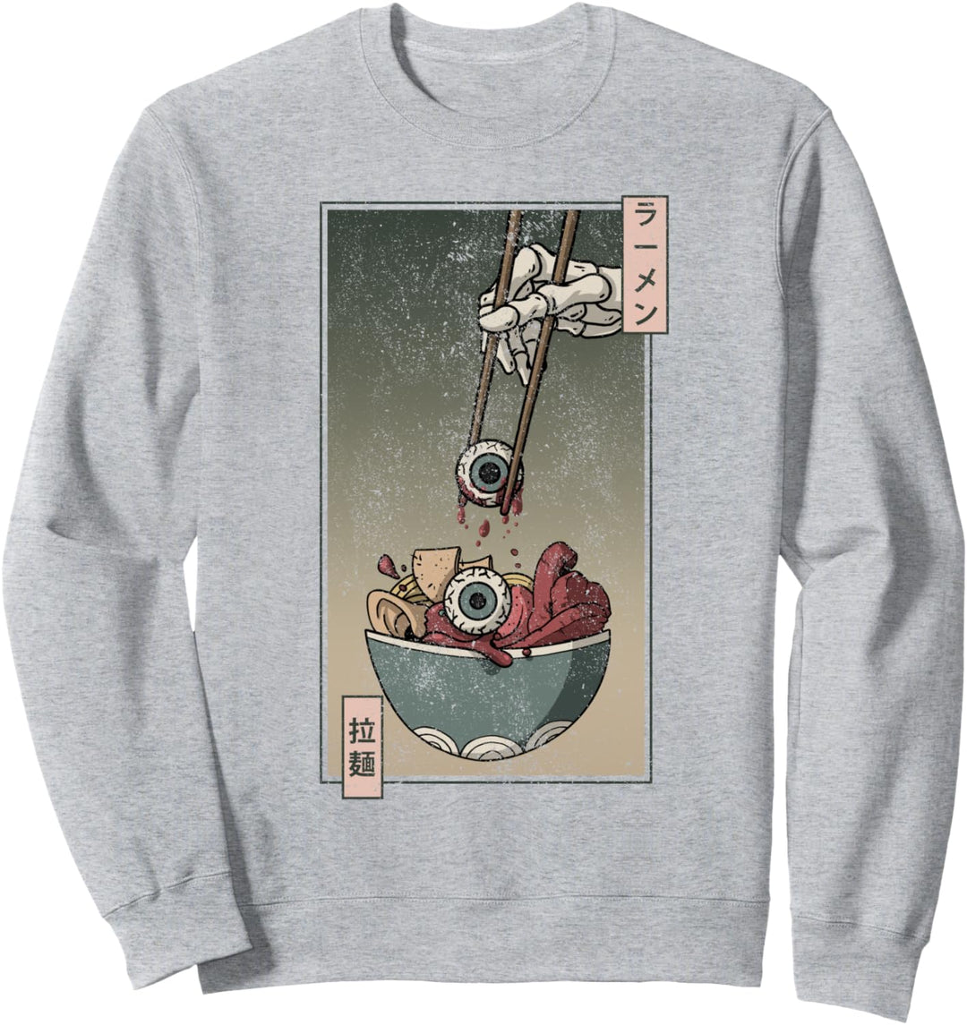Weirdcore Aesthetic Japanische Ramen-Nudeln Augapfel Anime Sweatshirt
