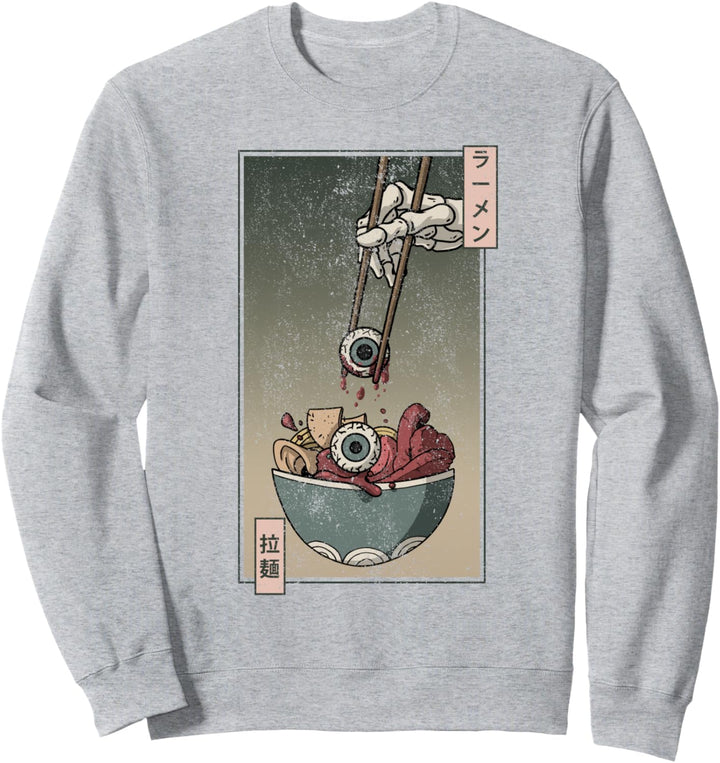 Weirdcore Aesthetic Japanische Ramen-Nudeln Augapfel Anime Sweatshirt