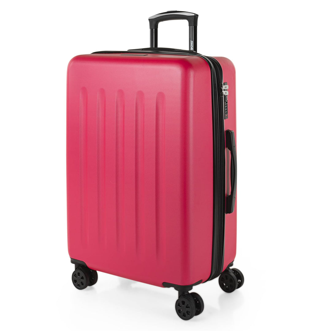 SKPAT Reisekoffer-Set, 4 Räder, Reisekoffer-Set, leicht, mit Zahlenschloss Fuchsia M, Fuchsia M