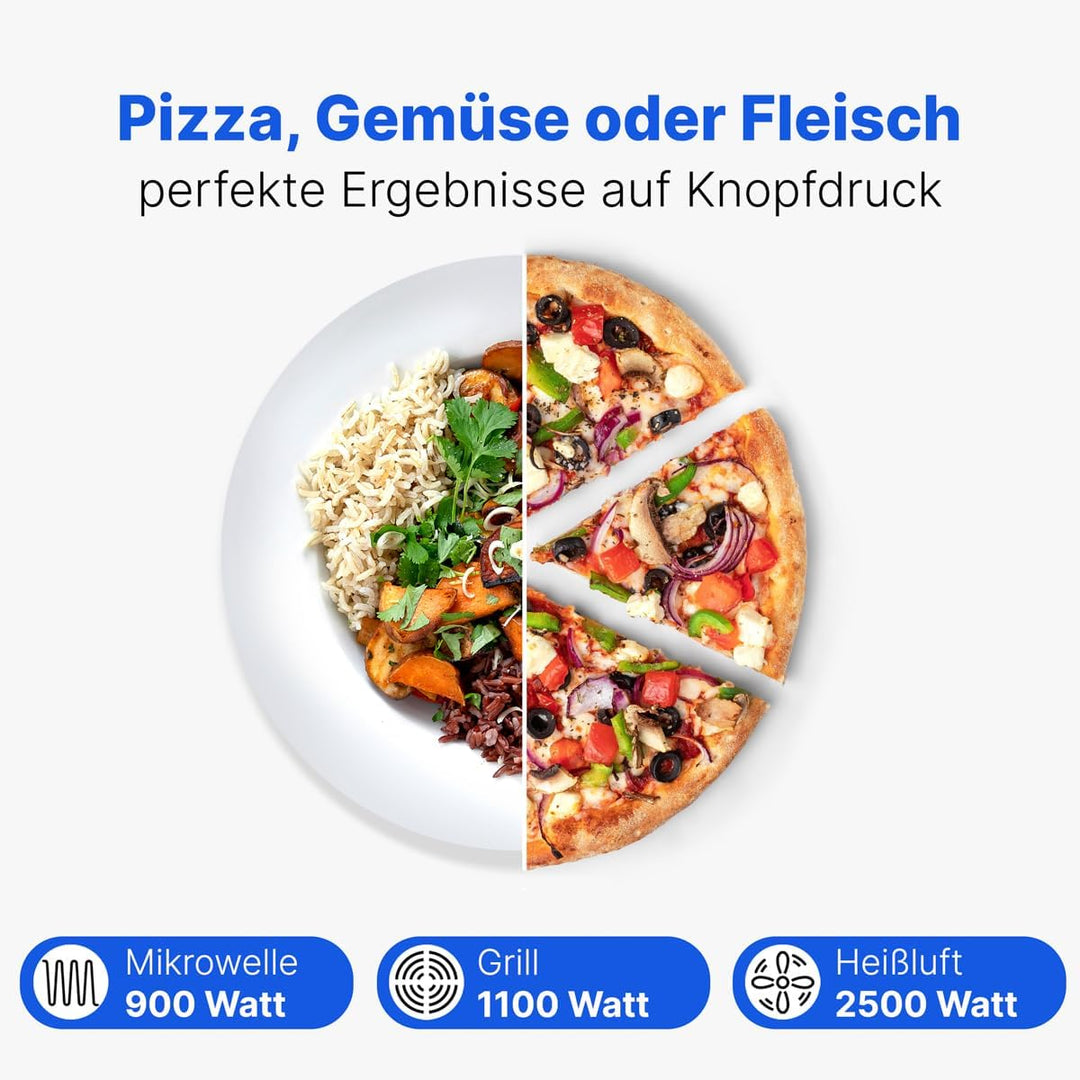 Bomann® Einbaumikrowelle mit Grill und Heissluft | 60cm | 900W Mikrowelle | 1100W Grill | 2500W Heis