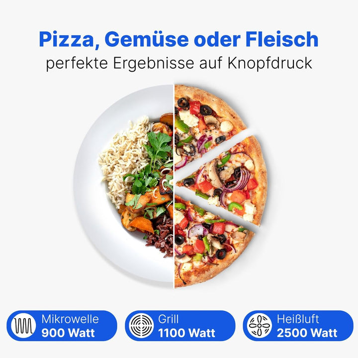 Bomann® Einbaumikrowelle mit Grill und Heissluft | 60cm | 900W Mikrowelle | 1100W Grill | 2500W Heis