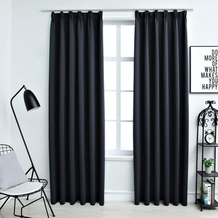WIFESE 2 Stück Verdunkelungsvorhänge mit Haken 140x225 cm Anthrazit Vorhang Blickdicht Gardine Curta