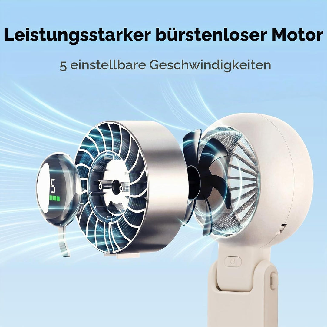 Handventilator Tragbarer, Turbo Ventilator USB Aufladbar 4000mAh Akku, Faltbarer 3-in-1 Mini-Ventila