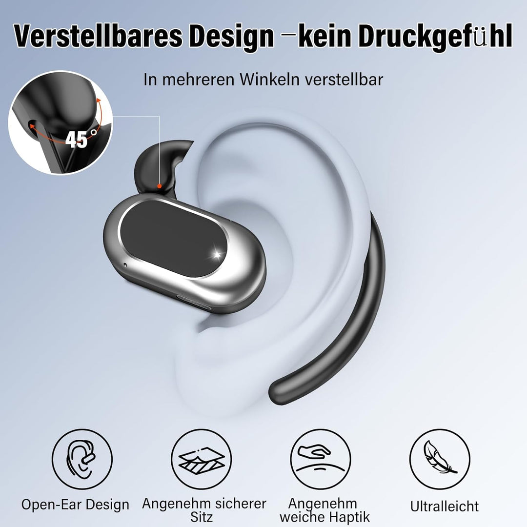 Open Ear Kopfhörer Bluetooth 5.4, 2026 Bluetooth Kopfhörer mit 14,2 mm Treiber, 36Std Ohrhörer Tiefe