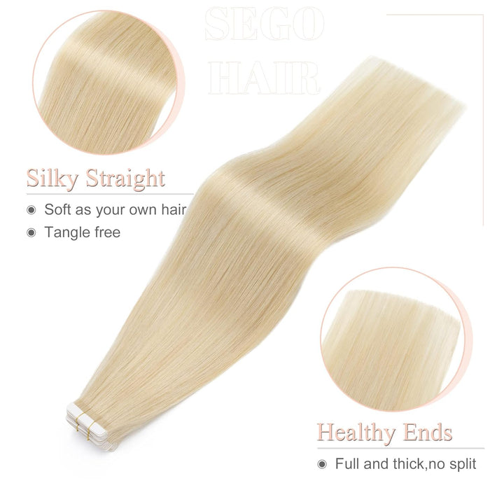 SEGO Echthaar Tape in Extensions Haarverlängerung Invisible Seamless Haarteile Skin Weft Menschenhaa