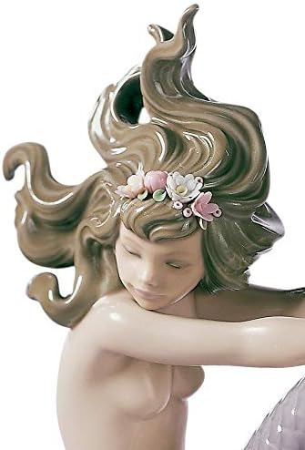 LLADRÓ Figur Kleine Meerjungfrau. Die Arme Auf Den Kn. Meerjungfrau. Porzellan.