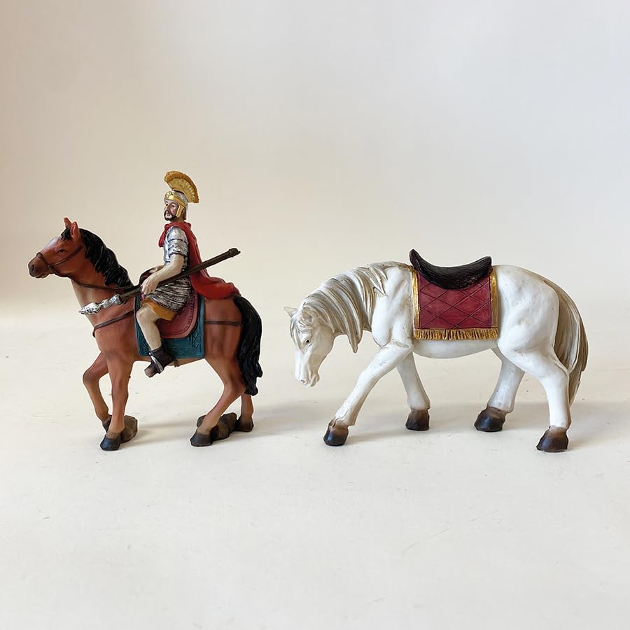 FADEDA Pferd weiss/Höhe:9 cm/handbemalt/detailgetreue Krippen Figuren - Weihnachten Tisch Dekoration