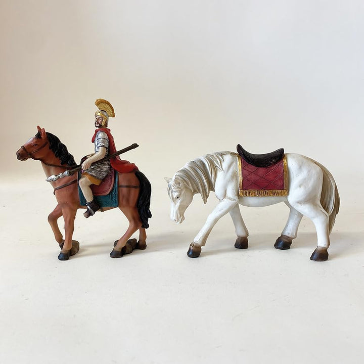 FADEDA Pferd weiss/Höhe:9 cm/handbemalt/detailgetreue Krippen Figuren - Weihnachten Tisch Dekoration