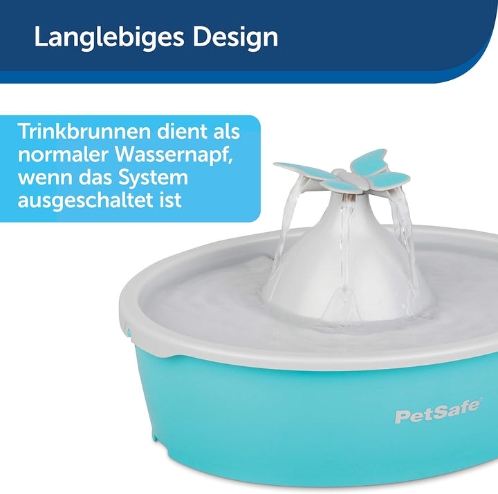 PetSafe Drinkwell Butterfly Trinkbrunnen für Katzen und kleine Hunde, BPA-freier Kunststoff, 1,5 Lit